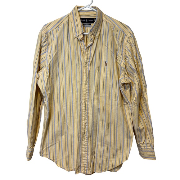 Ralph Lauren Other - Ralph Lauren Classic Fit Yellow Blue‎ Stripe Button Down Shirt Men Large